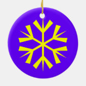 Lila und gelbe Schneeflocke Keramikornament (Hinten)