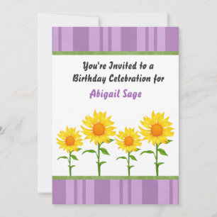 Lila und gelbe Sonnenblume zum Geburtstag Einladun Einladung