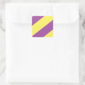 Lila und gelbe Streifen Quadratischer Aufkleber (Tasche)