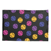 Lila und gelbe Tennisbälle auf schwarzem Hintergru Kissenbezug (Rückseite)