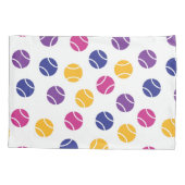 Lila und gelbe Tennisbälle auf weißem Hintergrund Kissenbezug (Rückseite)