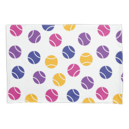 Lila und gelbe Tennisbälle auf weißem Hintergrund Kissenbezug