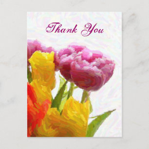 Lila und gelbe Tulpen Dankeschön Postkarten