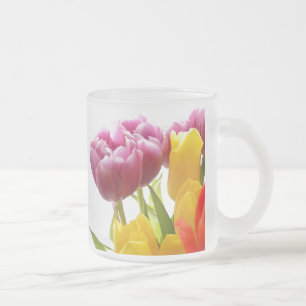 Lila und gelbe Tulpen gefrostete Glas-Tasse Mattglastasse
