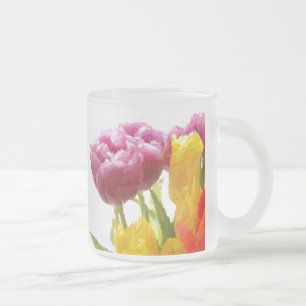 Lila und gelbe Tulpen gefrostete Glas-Tasse Mattglastasse