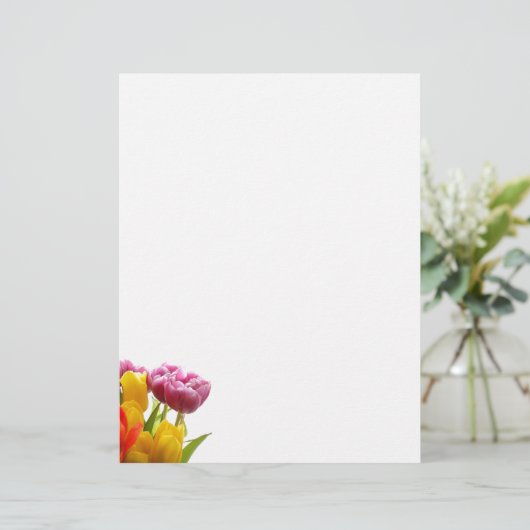 Lila und gelbe Tulpen Letterhead (Stehend Vorderseite)