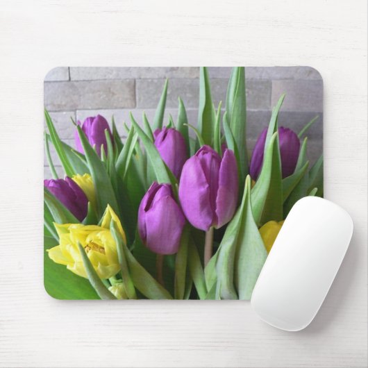Lila und gelbe Tulpen Mousepad (Mit Mouse)