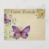 Lila und gelbe Vintage Schmetterlinge Postkarte (Vorderseite)