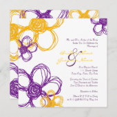 Lila und gelbe wild lebende Blume Einladung Hochze (Vorne/Hinten)