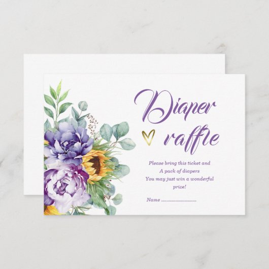 Lila und gelbe Windeldrehung Einladung (Vorne/Hinten)