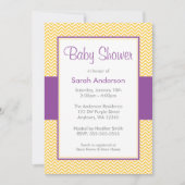 Lila und gelbe Zickzack Babydusche Einladung (Vorderseite)