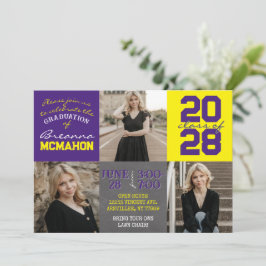 Lila und gelbe Zwischenablage 3 Foto Abschluss Einladung