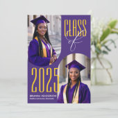 Lila und gelber Abschluss mit Arch-Fotos Einladung (Stehend Vorderseite)