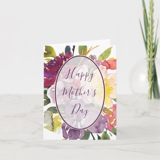 Lila und gelber Muttertag Karte (Vorderseite)
