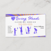 Lila und gelber Reinigungsservice Visitenkarte (Vorderseite)