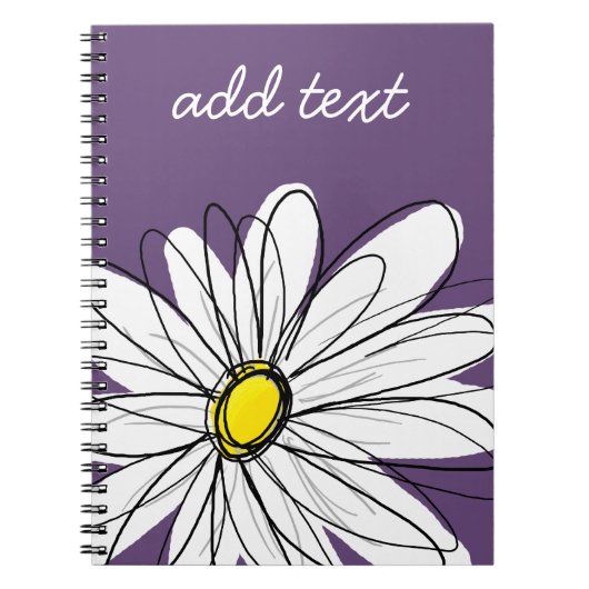Lila und gelber weißlicher Daisy-Text Notizblock (Vorderseite)