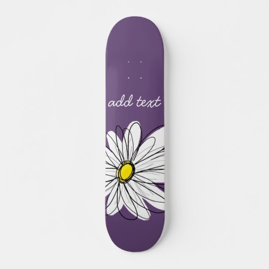 Lila und gelber Whimsical-Daisy-Skripttext Skateboard (Vorne)