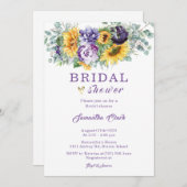 Lila und gelbes Brautparty Einladung (Vorne/Hinten)