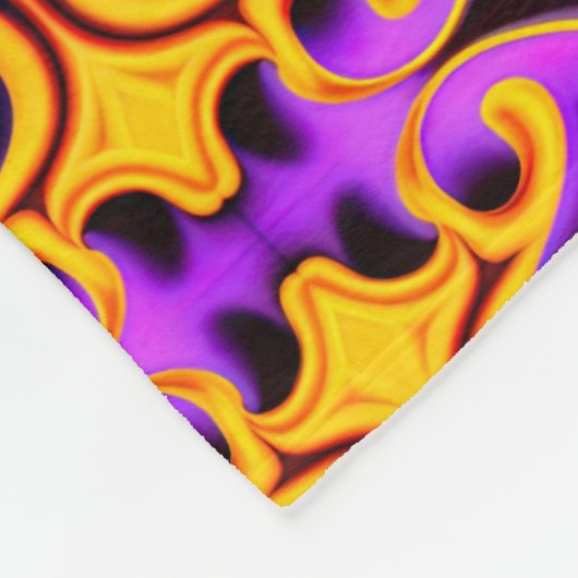 Lila und gelbes Gemustertes Fleece-Leder Fleecedecke (Ecke)