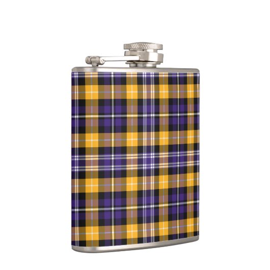 Lila und gelbes Goldsportliches kariertes Flachmann (Rechts)