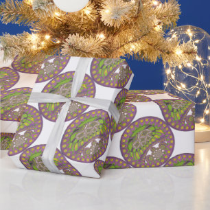 Lila und gelbes Kaleidoskop Geschenkpapier