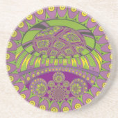 Lila und gelbes Kaleidoskop Getränkeuntersetzer (Vorne)