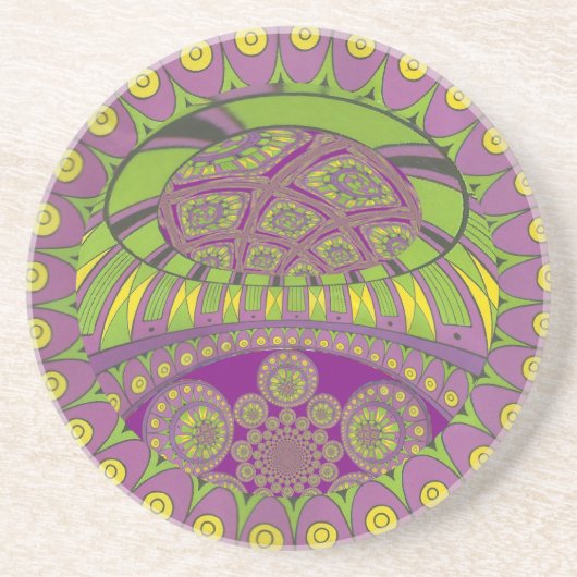 Lila und gelbes Kaleidoskop Getränkeuntersetzer (Vorne)