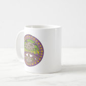 Lila und gelbes Kaleidoskop Kaffeetasse (Vorderseite Links)