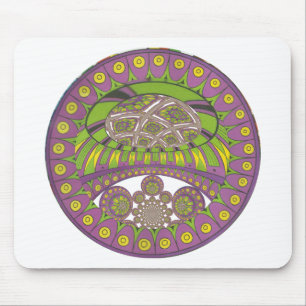 Lila und gelbes Kaleidoskop Mousepad