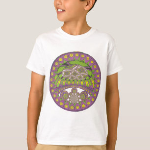 Lila und gelbes Kaleidoskop T-Shirt