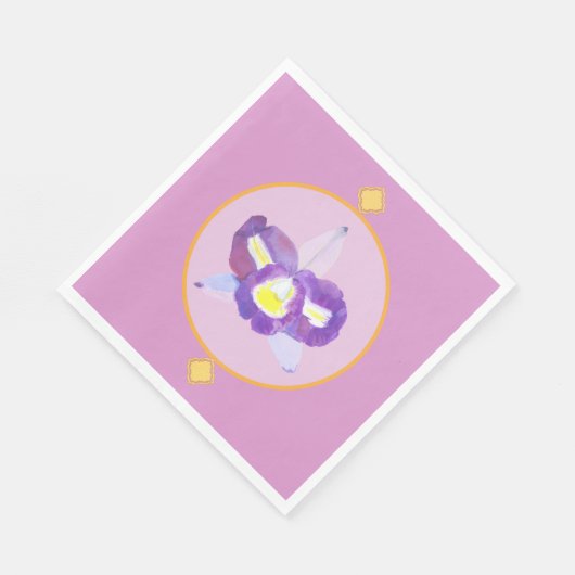 Lila und gelbes Orchideepapier Serviette (Ecke)