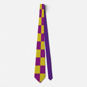 Lila und gelbes Schachbrett Muster Neck Tie Krawatte