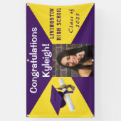 Lila und gelbes Vinyl-Abschluss-Foto Banner (Vertikal)