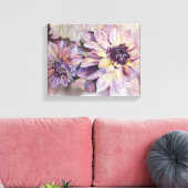 LILA UND GELBTE DAHLIAS WRAPPING CANVAS MALERIEREN LEINWANDDRUCK (Insitu (Wohnzimmer))