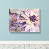 LILA UND GELBTE DAHLIAS WRAPPING CANVAS MALERIEREN LEINWANDDRUCK (Insitu (Holzboden))