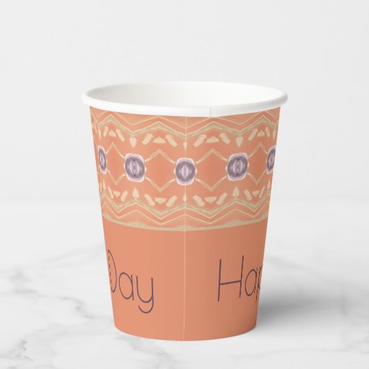 Lila und Gemustert Pappbecher (Rechts)