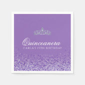 Lila und Glitzer Quinceanera Serviette (Vorderseite)