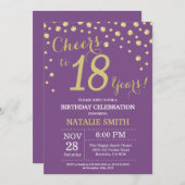 Lila und Gold 18. Geburtstag Diamond Einladung (Vorne/Hinten)