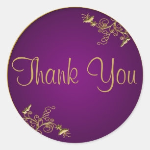 Lila und Gold 1.5" Durchmesser Danke Sticker