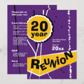 Lila und Gold 20 Einladung (Vorne/Hinten)