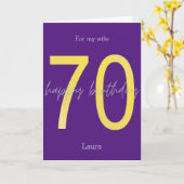 Lila und Gold 70. Geburtstagskarte Karte (Gelbe Blume)