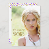 Lila und Gold-Abschluss Einladung (Vorne/Hinten)