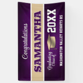 Lila und Gold Absolventenfeier Banner (Vertikal)