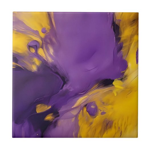 Lila und Gold Abstrakt Fliese (Vorderseite)