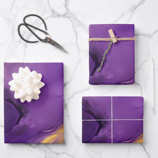 Lila und Gold abstrakt Geschenkpapier Set (Vorderseite)