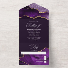 Lila und Gold Achat Hochzeit Alles in einer Einlad All In One Einladung