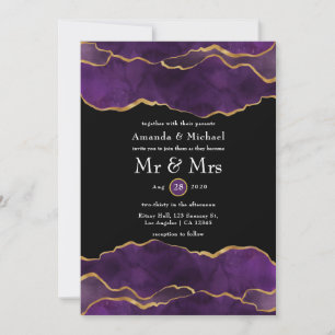 Lila und Gold Achat Hochzeitseinladung Einladung