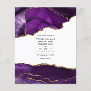 Lila und Gold Achat Hochzeitseinladung Flyer