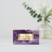 Lila und Gold Agate Business Card Visitenkarte (Stehend Vorderseite)