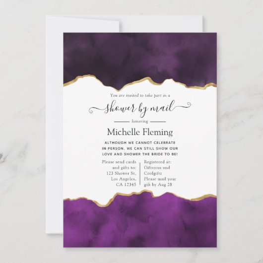 Lila und Gold Agate Dusche per Mail Einladung (Vorderseite)